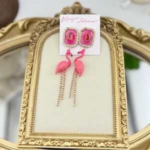 Betsey Johnson Flamingo & Watermelon Statement Earrings – Pink Perfection!